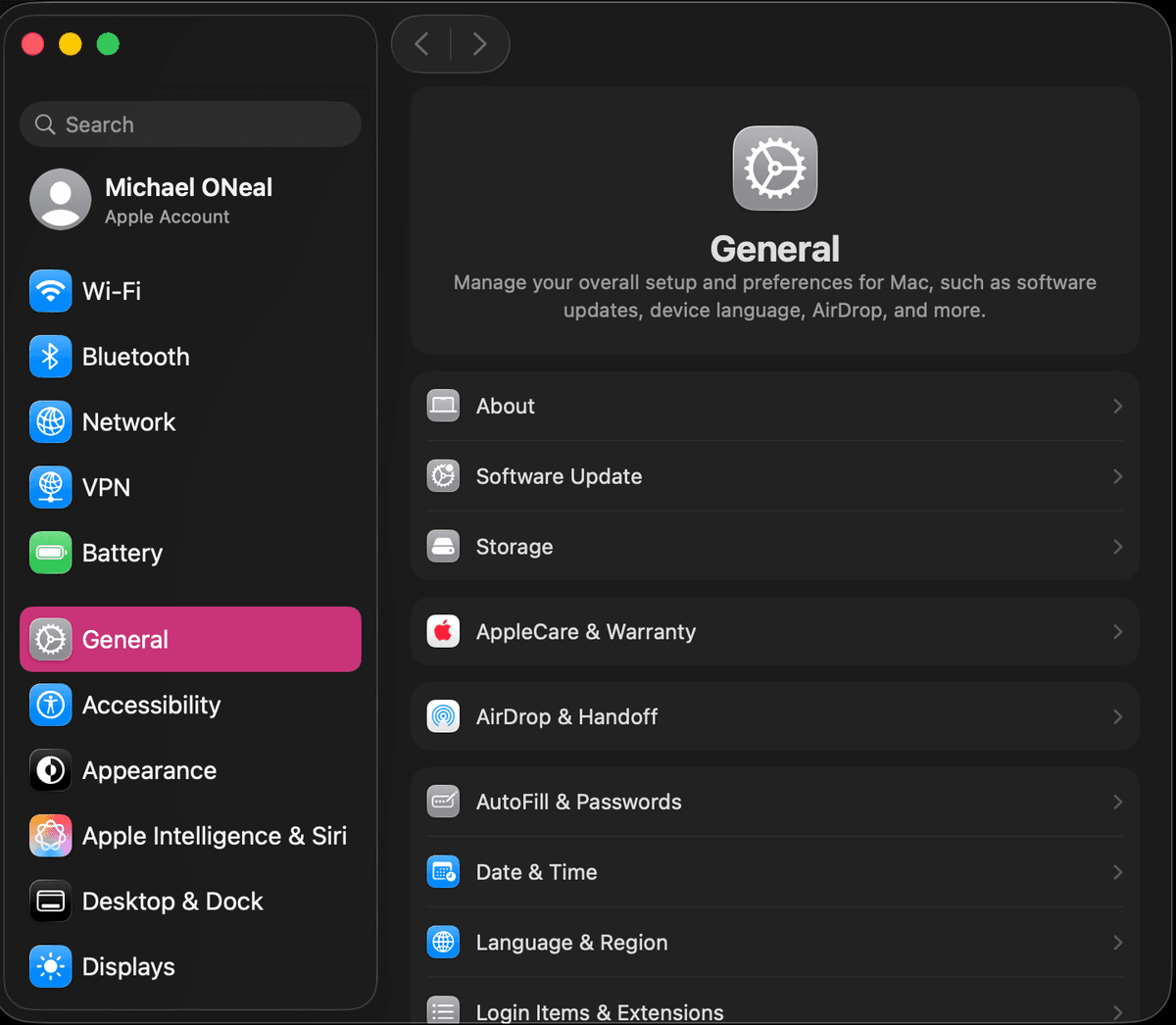 Open System Settings and search for priv
